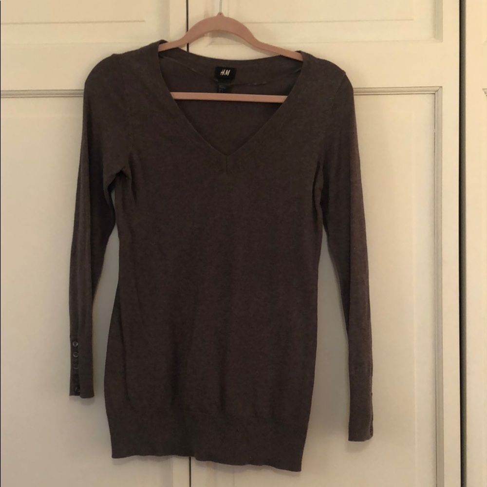 H&M dark brown v neck sweater